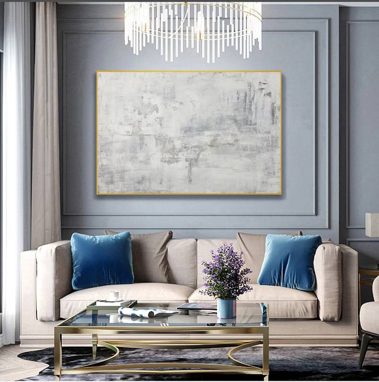 Painting Grey White scandinavian neutral wall art for home